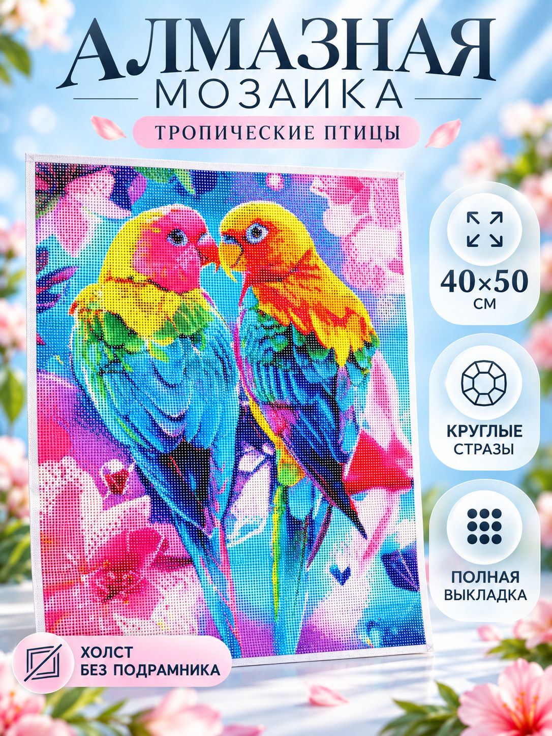 Алмазная мозаика Тропические птицы / 40 х 50