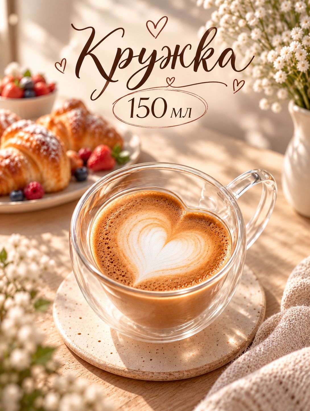 Кружка с двойными стенками 150 мл, Magistro "Сердце"
