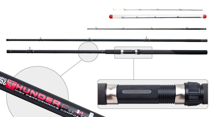 Удилище штекерное угольное фидерное 3 колена S Master 3058-S Thunder Feeder IM6 (40-80-120) 3,9 м со сменным хлыстом