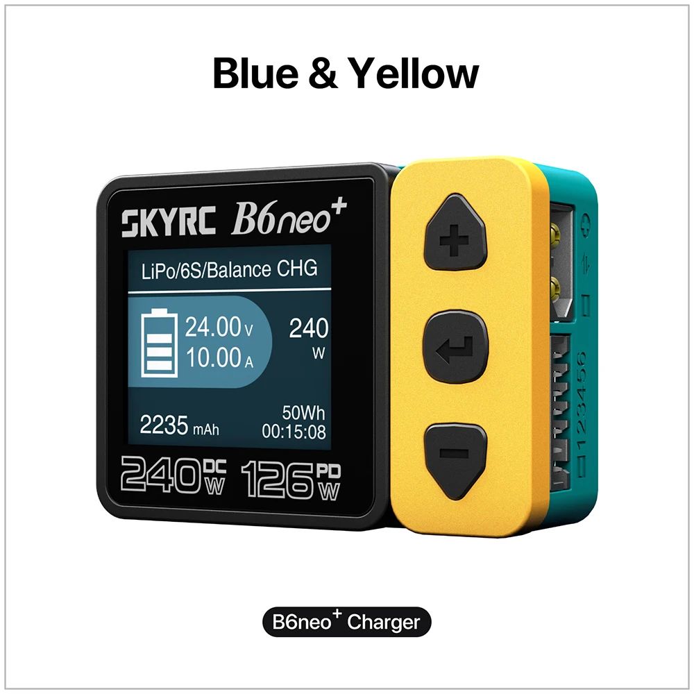 SKYRCB6neo+-интеллектуальноезарядноеустройство240W/126W(PD,XT60/Type-C)сфункциейразрядадляLiPo/Li-ion/NiMH