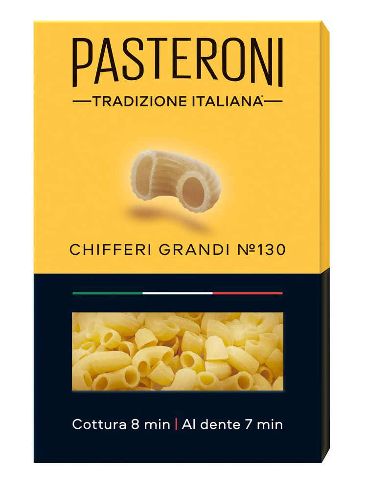 Макароны Pasteroni Рожки большие №130, из твердых сортов пшеницы, 400 г