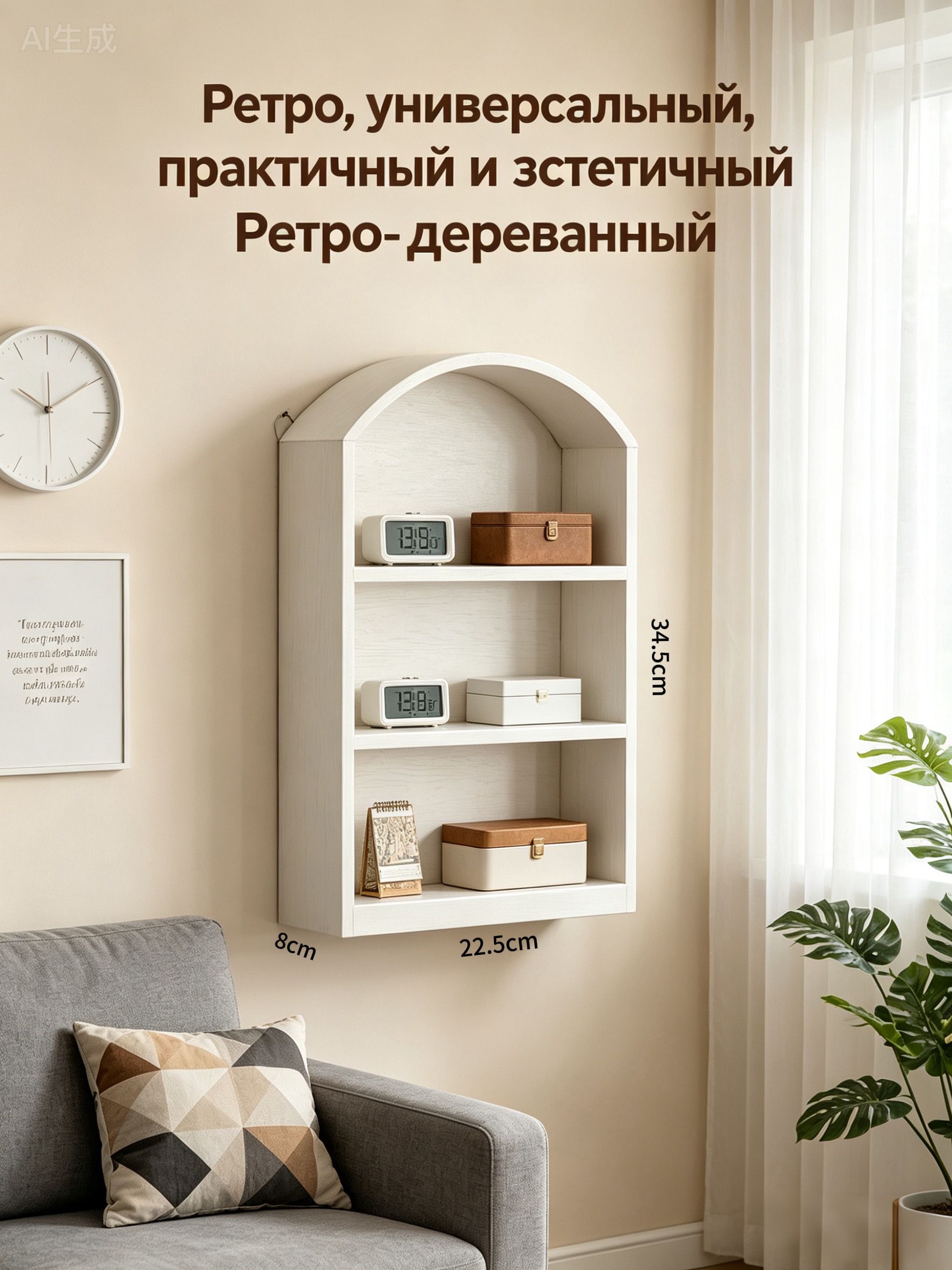 Домик-полка Настенная, 8х22.5х34.5 см, 1 шт.БелыйКитай купить c ...