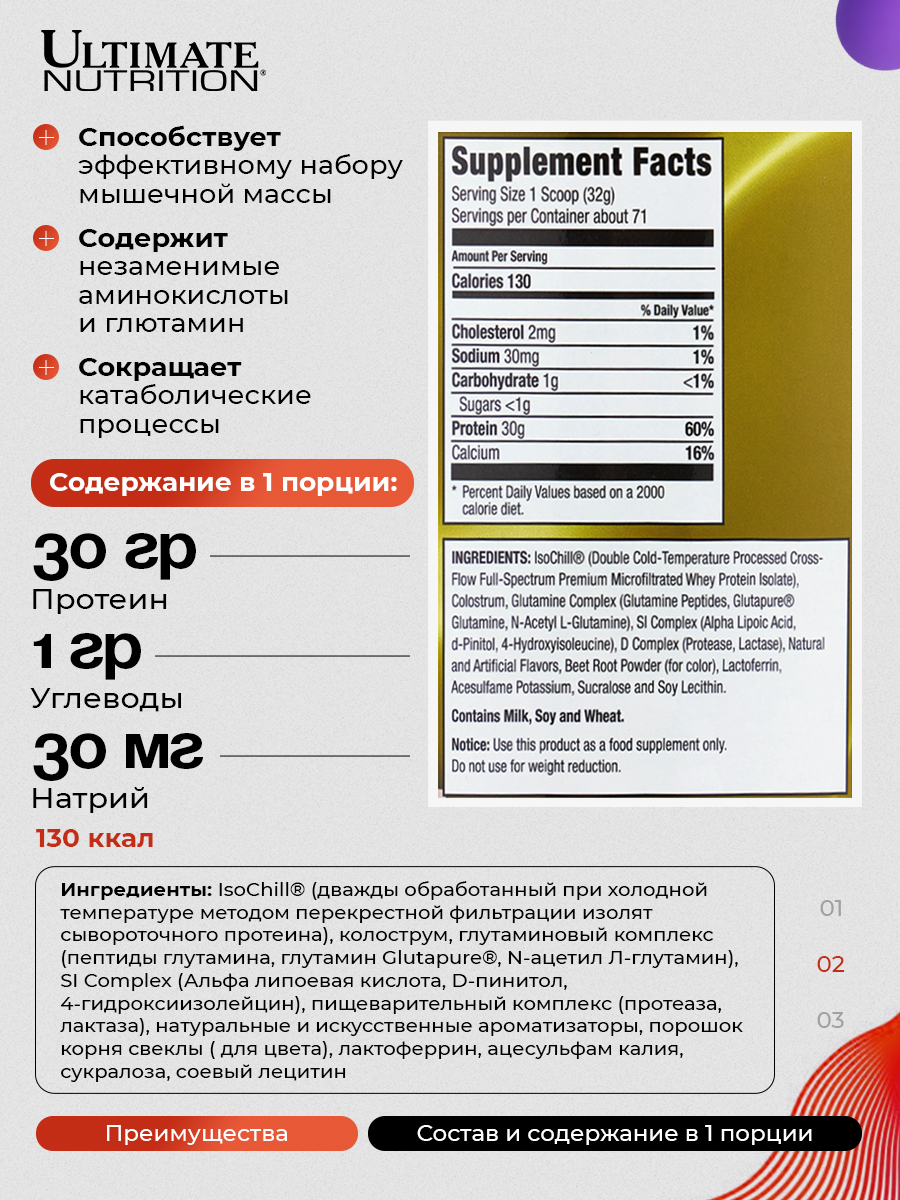 Ultimate Nutrition, ISO Sensation, 2270 г, клубника