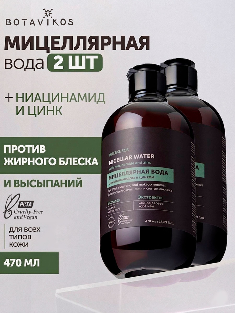Мицеллярная вода для снятия макияжа с глаз, лица и губ с ниацинамидом и цинком очищающая для всех типов #1