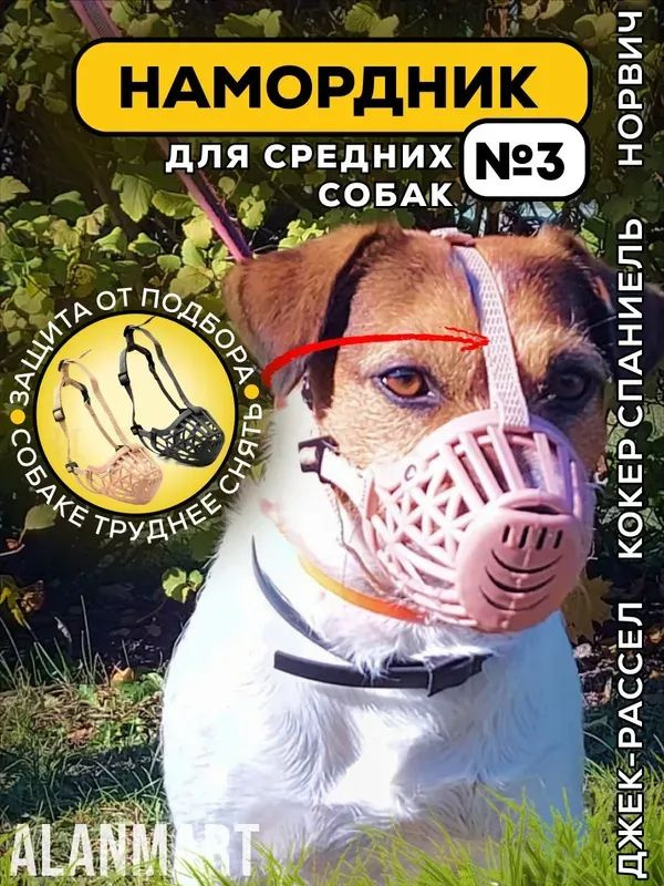 Намордник для собак средних пород, размер №3, для джек-рассела, бигля, кокер спаниеля, корги и норвич #1