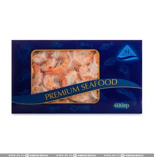 Креветки варено - мороженные, очищенные c хвостом глазурь 7%, Seafood Line, 400 г #1