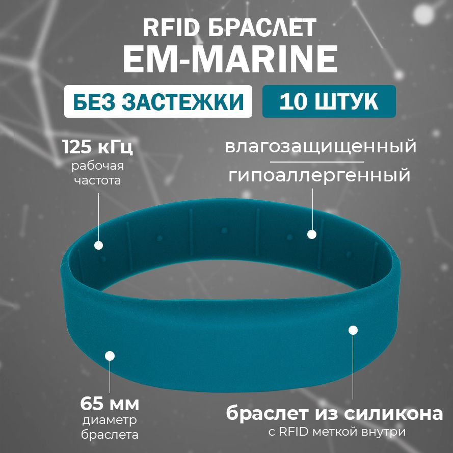 RFID браслет-ключ EM-Marine "OFFICE" СИНЕ-ЗЕЛЕНЫЙ (НЕПЕРЕЗАПИСЫВАЕМЫЙ, не подходит для создания дубликата) #1