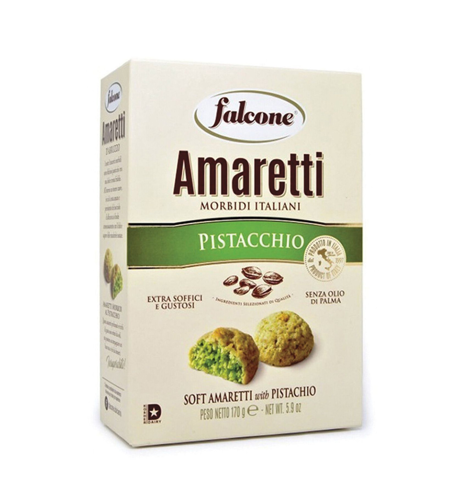 Печенье сдобное Falcone Amaretti (Амаретти), мягкие с фисташками, 170 г  #1