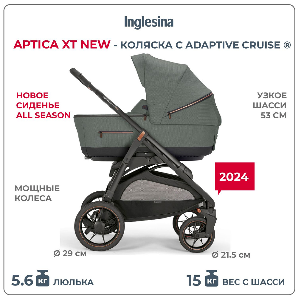 Коляска 2 в 1 Inglesina Aptica XT New с подставкой под люльку Stand Up, Taiga Green  #1