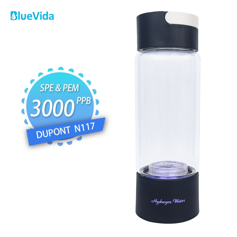 Bluevida Q10 черный. Высококонцентрированный водород более 3000 ppb. Стеклянный генератор водорода. Использует #1