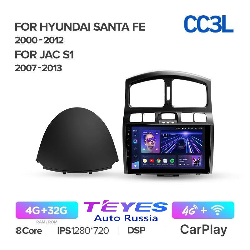 Магнитола Hyundai Santa Fe 1 Classic 2000-2012 Teyes CC3L 4/32Gb память, 8 ядерный процессор, IPS экран, #1