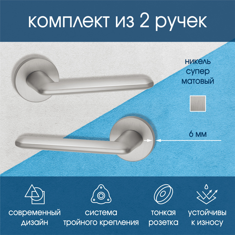 Ручка дверная межкомнатная, на круглой розетке "Ристретто", серия SLIM ...