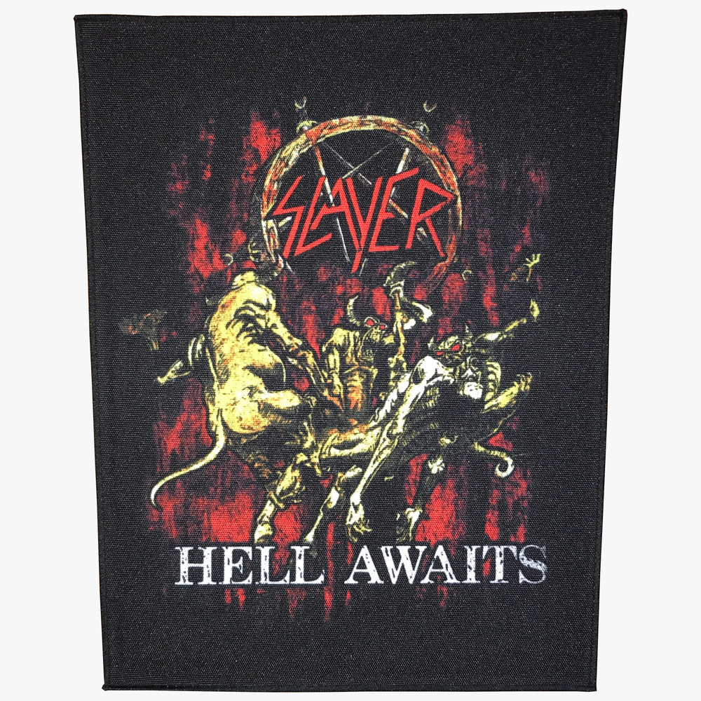 Нашивка большая на спину Slayer "Hell Awaits" сублимационная наспинник ...