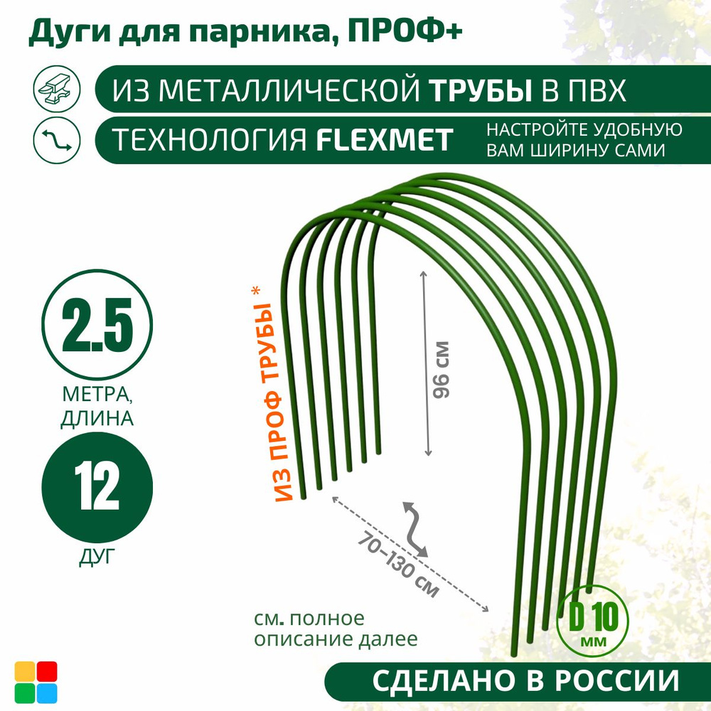 Комплект дуг для парника,2500, Металл, ПВХ (поливинилхлорид), 12 шт  #1