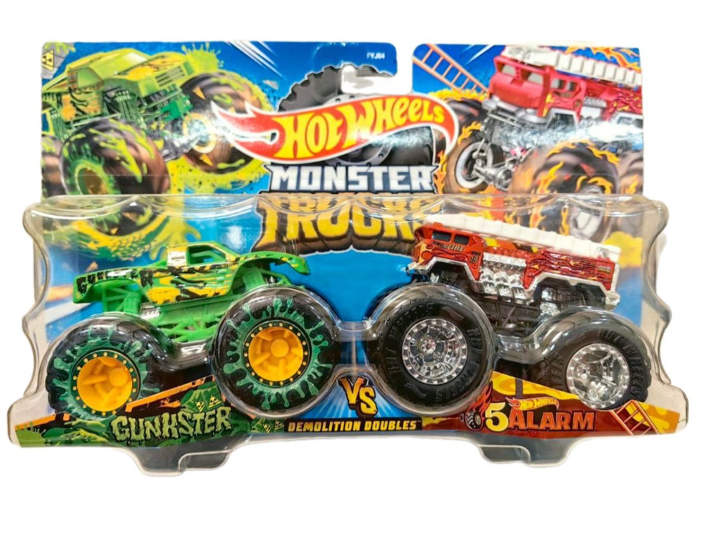 Машинка Хот Вилс монстр трак / Hot Wheels Monster Trucks Gunkster vs 5 Alarm HLT69 FYJ64  #1