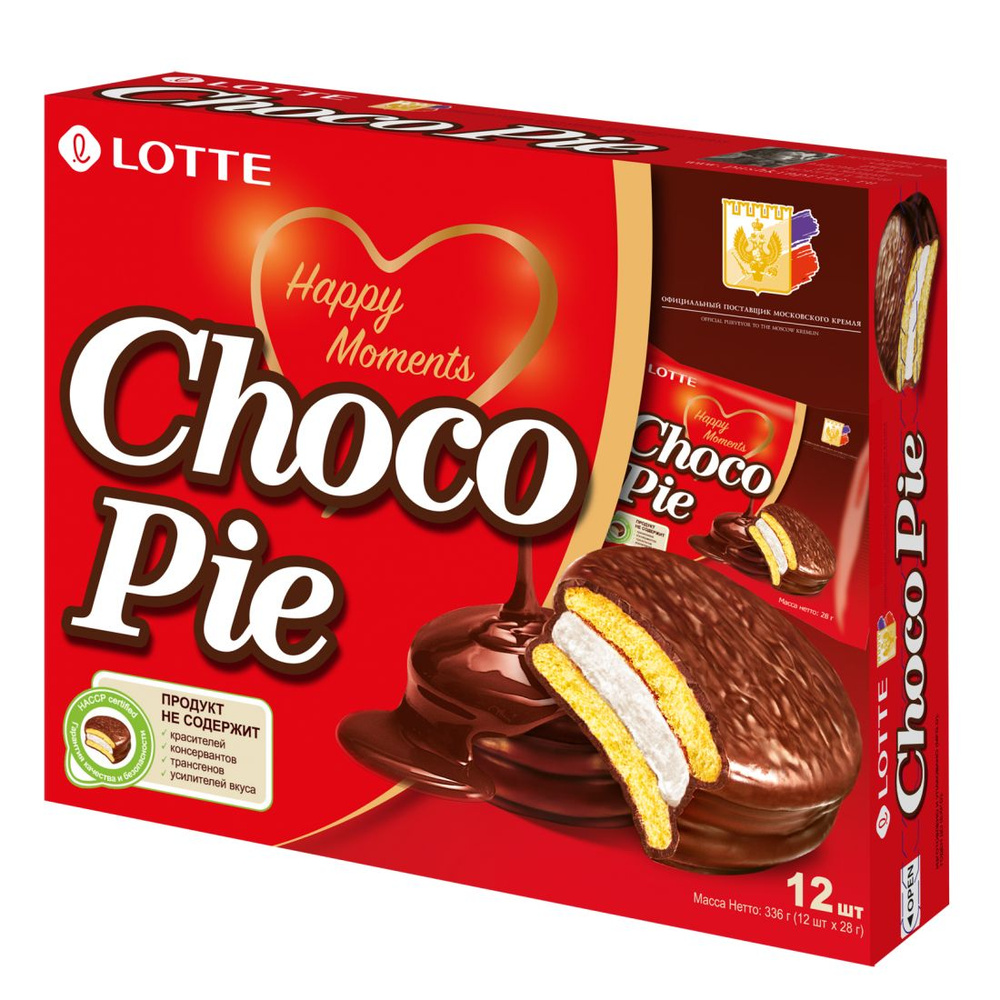 Пирожное ЛОТТЕ Чоко Пай 336 гр., LOTTE Choco Pie, печенье прослоенное ...