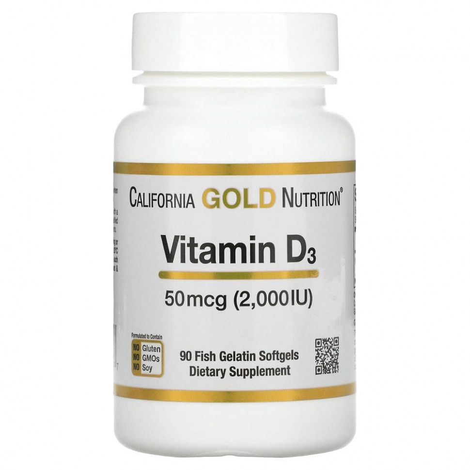 California GOLD Nutrition Vitamin D3 50 mcg (2000 МЕ) Витамин Д3, 90 ...
