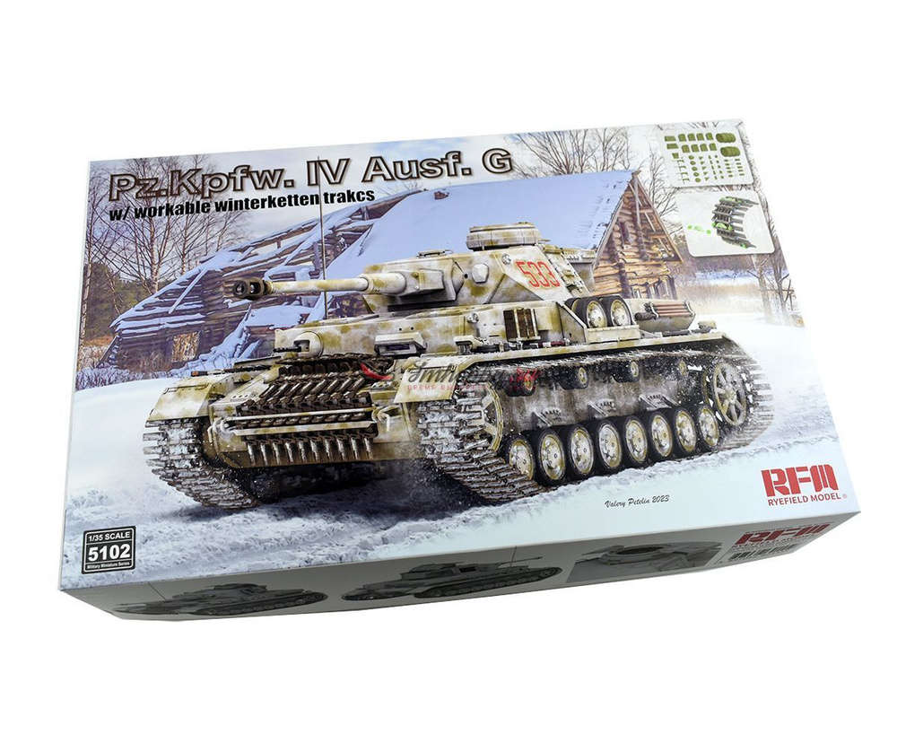 Сборная модель немецкого танка Pz.Kpfw. IV Ausf. G с рабочими траками  WINTERKETTEN в масштабе1:35