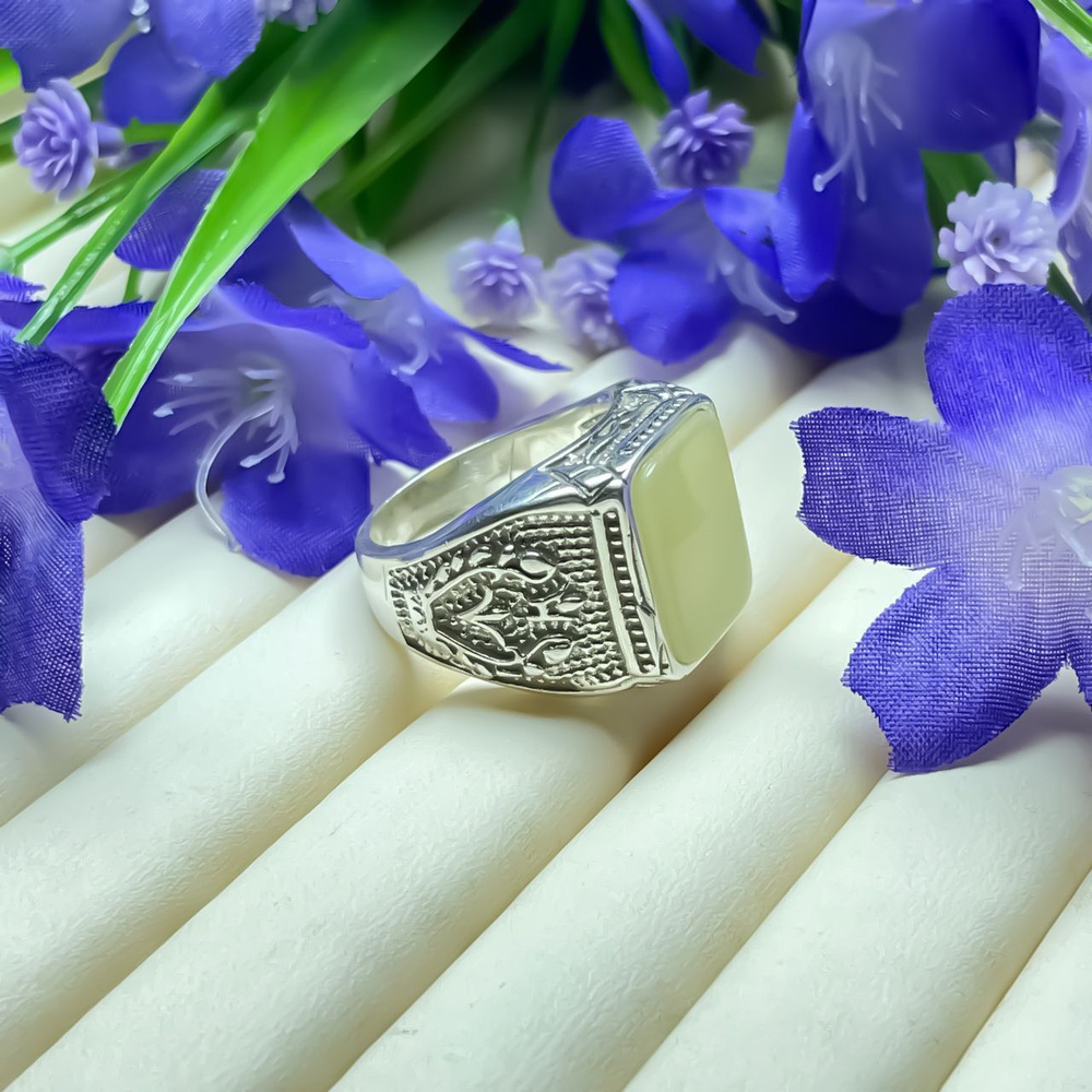 Перстень мужской серебряный с янтарём, перстень мужской, перстень ...