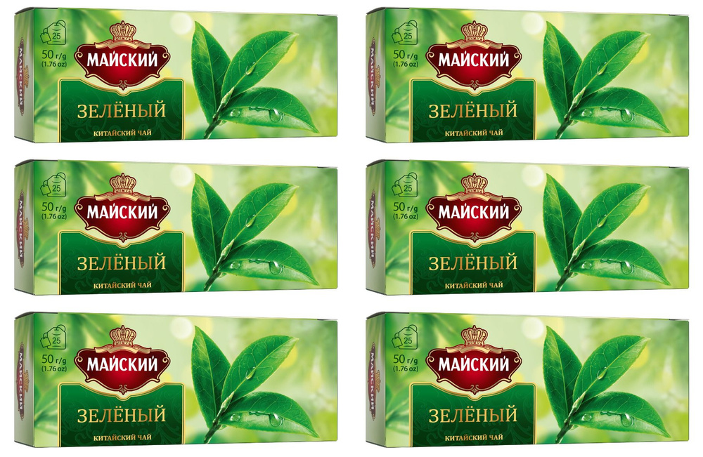 Майский Чай в пакетиках зеленый Китайский, 25 шт г x 2 г, 6 уп - купить ...