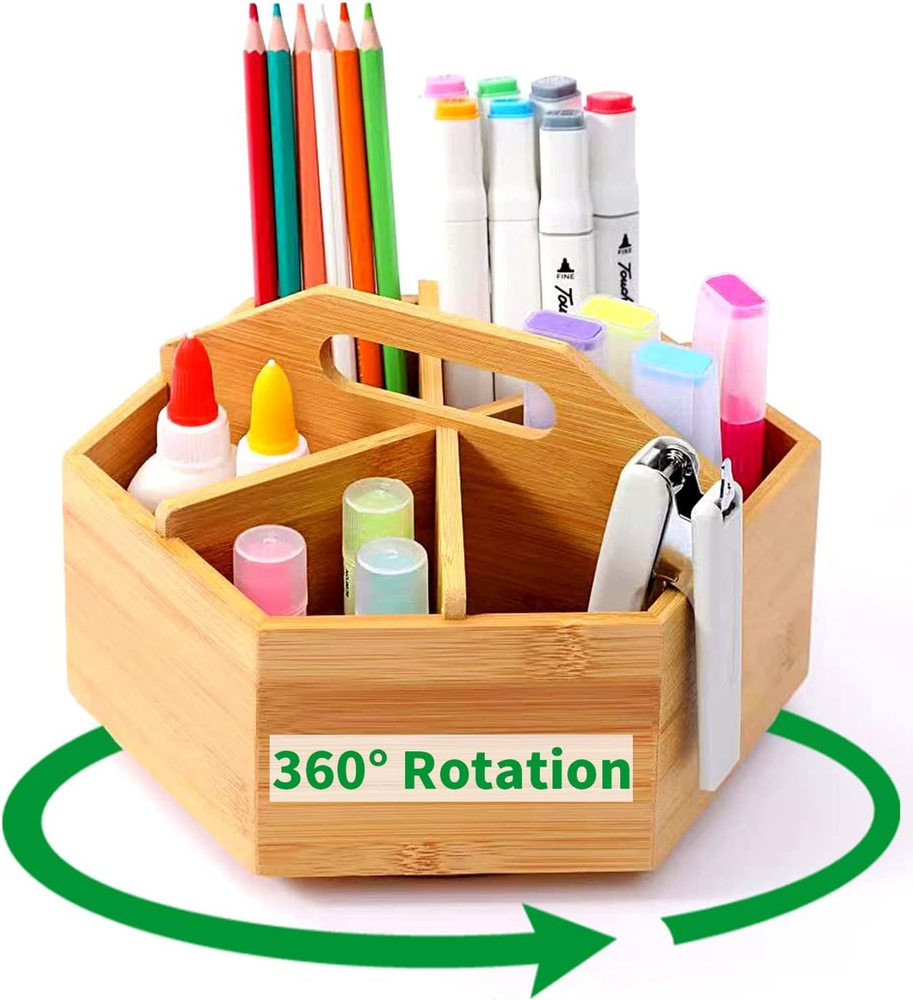 Настольный органайзер из бамбука, вращающийся на 360, держатель для ...