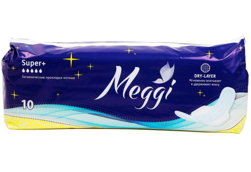 Гигиенические прокладки MEGGI супер плюс, ночные, 10 шт #1
