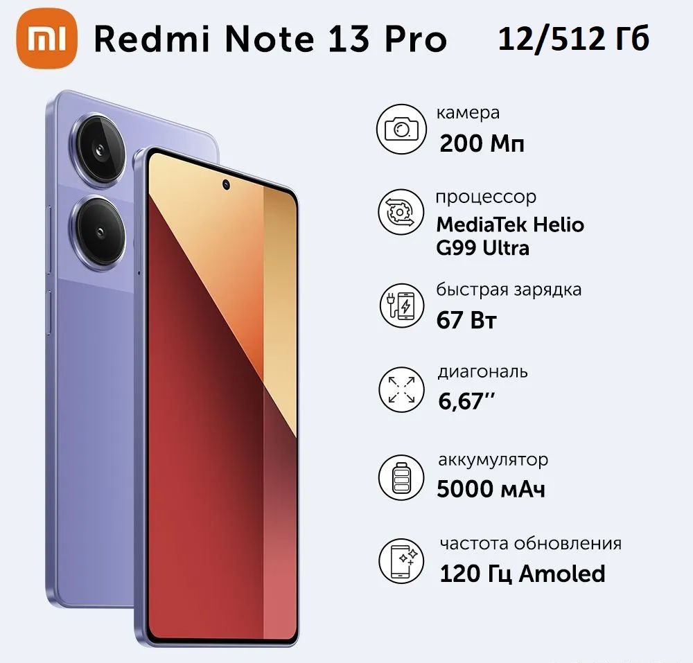 Смартфон Xiaomi Redmi Note 13 Pro Global - купить по выгодной цене в  интернет-магазине OZON (1468647609)