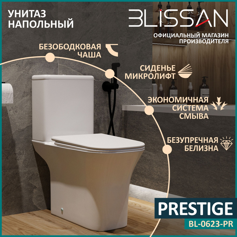 Напольный унитаз Blissan, направление выпуска: Универсальное,  BL-0623-PRESTIGE - купить по низким ценам в интернет-магазине OZON с  доставкой (1472261444)