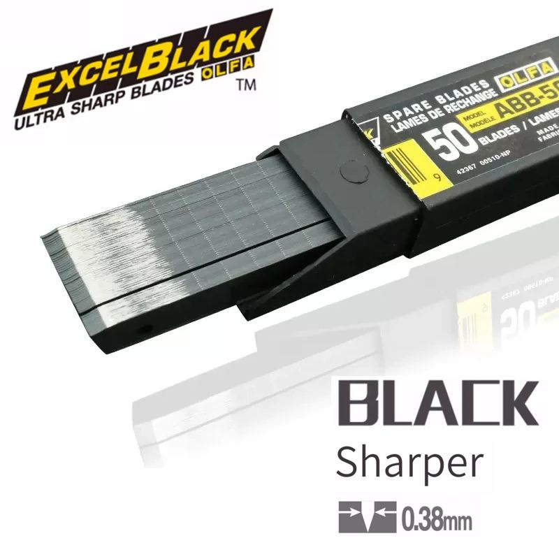 50шт Лезвия OLFA ABB-50 9 - мм лезвие Можно сегментировать EXCEL BLACK, 9х80х0,38мм, 13 сегментов,  #1