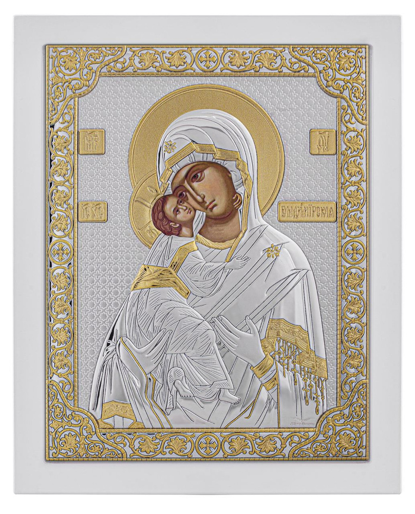 Икона серебряная, греческая Владимирская БМ, 210х260мм. - купить по ...