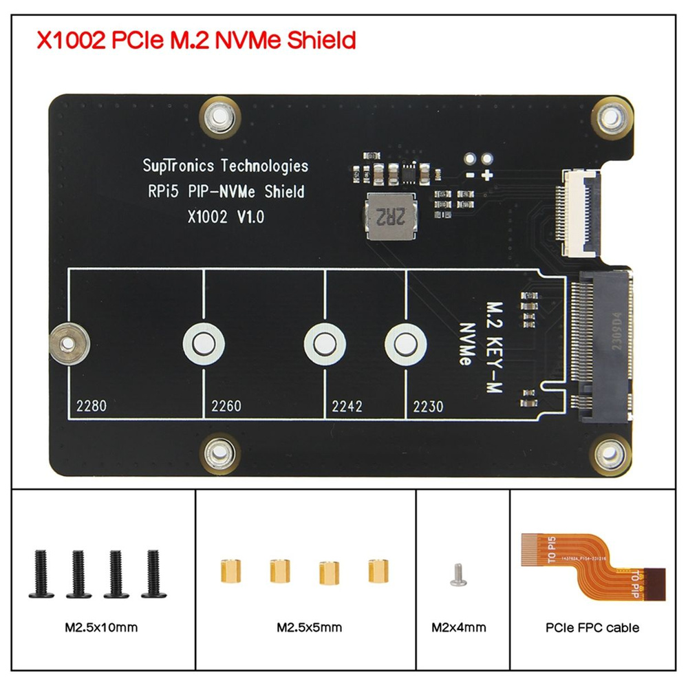 Нижняя периферийная плата SupTronics X1002 PCIe M2 NVMe SSD PIP PCIe #1