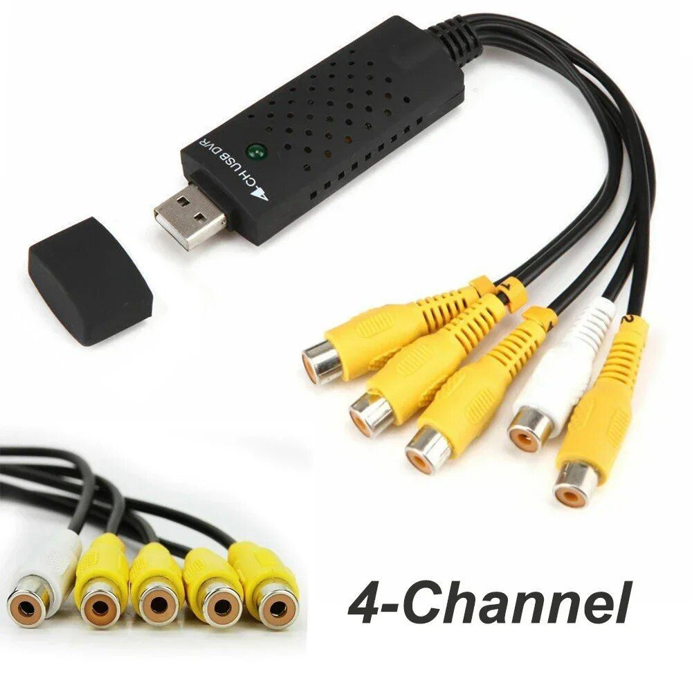 USB 2,0 компьютер ПК 4 канала CVBS аудио-видео карта захвата видео для DVR  DVD VHS-плеер камера безопасности видеорегистратор