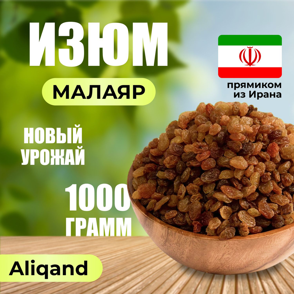 Изюм малаяр отборный без косточек, виноград сушеный, без сахара, натуральный сухофрукты Иран 1000 гр #1