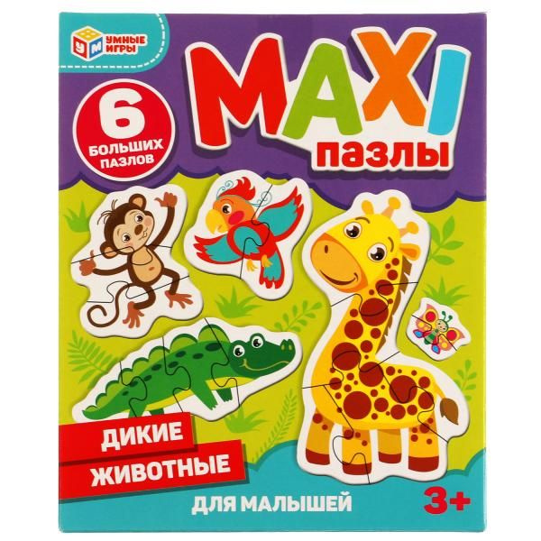 Макси-пазлы для малышей Дикие животные (6 пазлов) Умные игры 4680107902160  #1