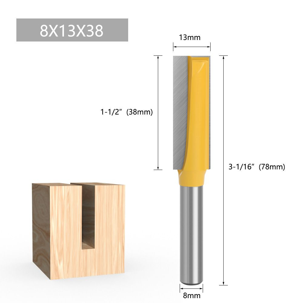 Фреза по дереву пазовая прямая 13 x 38 мм,хвостовика 8 мм #1