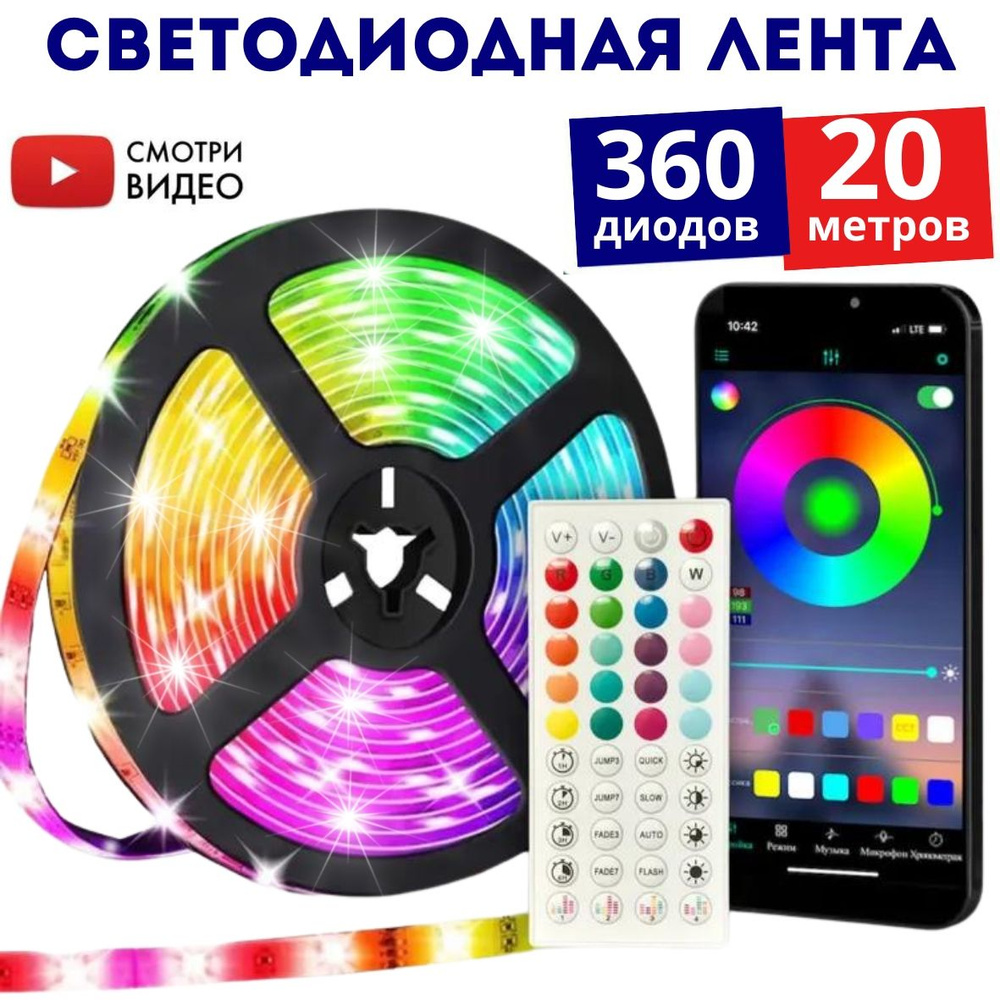 Светодиодная лента Led Music, IP60, 18 LED/m RGВ 5050. - купить по выгодной  цене в интернет-магазине OZON (764619205)