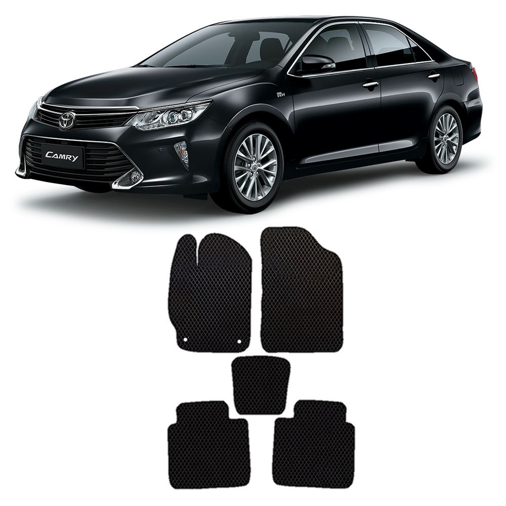 Коврики в салон автомобиля TOYOTA CAMRY 50 55 2011-2018 комплект в машину,  цвет черный - купить по выгодной цене в интернет-магазине OZON (260346531)