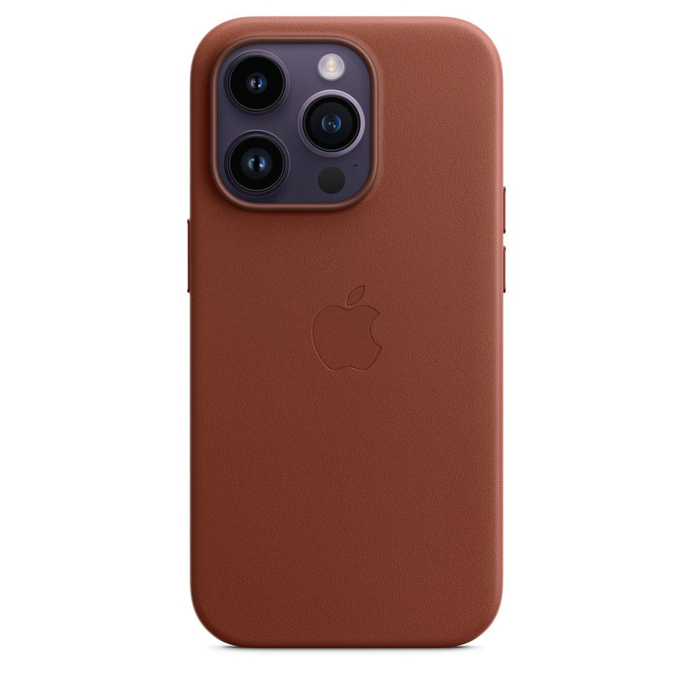 Панель-накладка Apple Leather Case with MagSafe Brown для 15 Pro (с логотипом)  #1