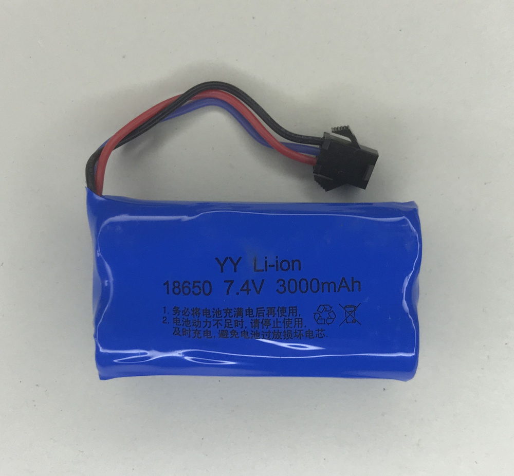 1 шт. аккумулятор АКБ батарейка размер 18650 двойная 7.4v, 3000 mAh разъем SM-3P 3 пин  #1