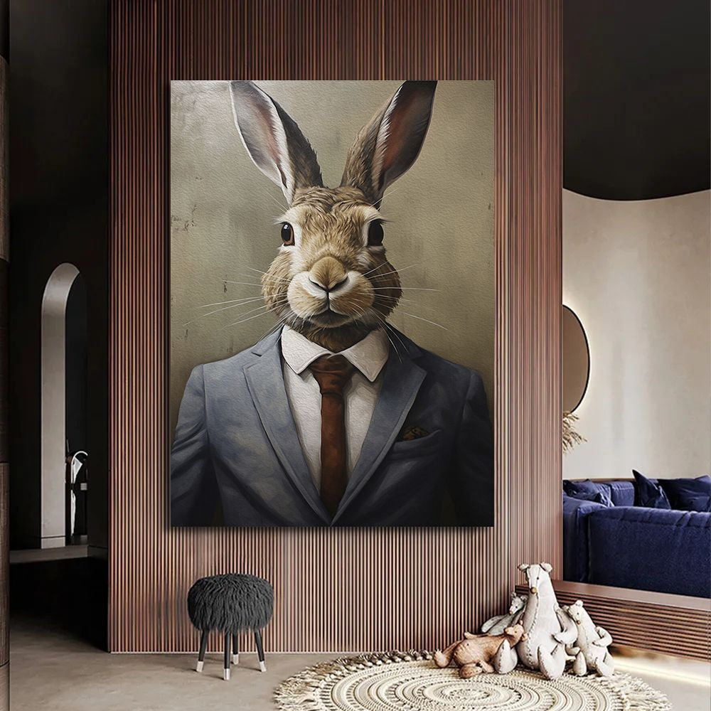 Картина стильный кролик, 50х70 см. #1