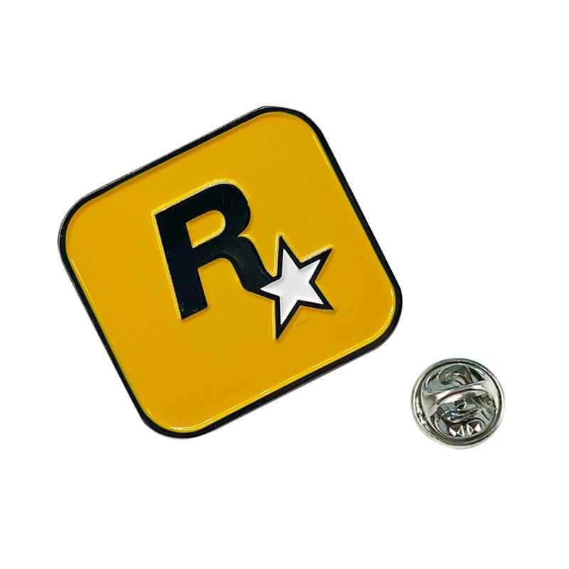 Значок металлический, пин на рюкзак, сумку - логотип студии Rockstar Games  #1