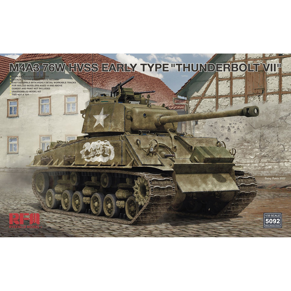 Сборная модель танка M4A3 76W HVSS раннего "Thunderbolt VII" Rye Field Model RM-5092  #1