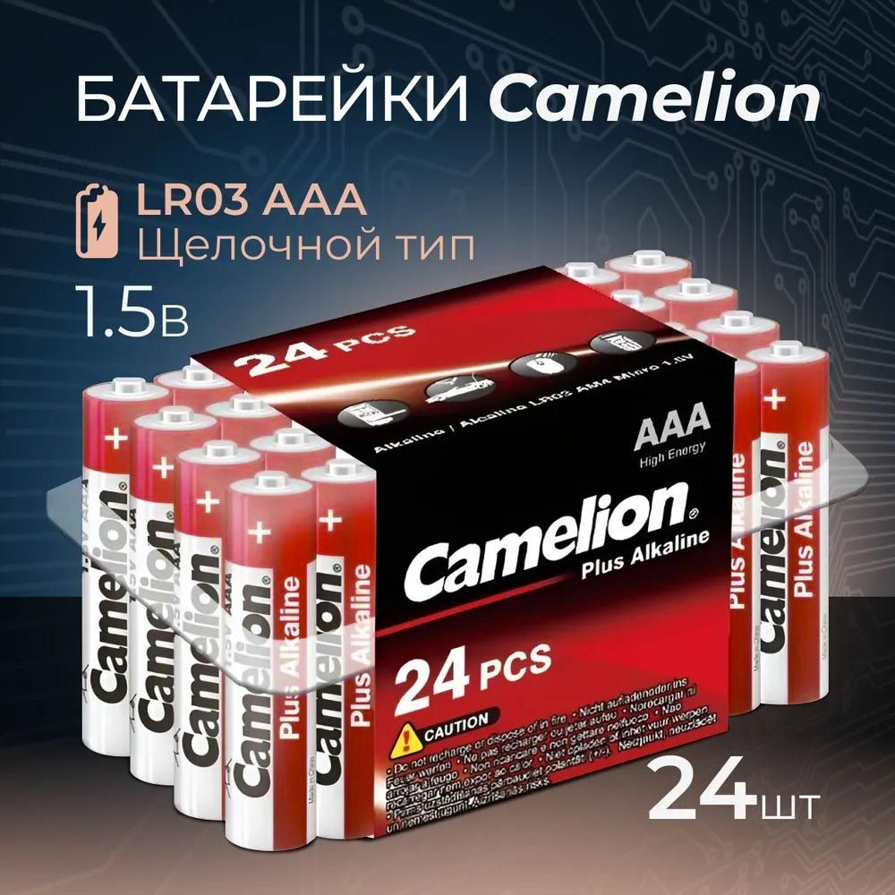 Батарейка ААА мизинчиковая LR03 24шт пластиковый бокс Camelion  #1