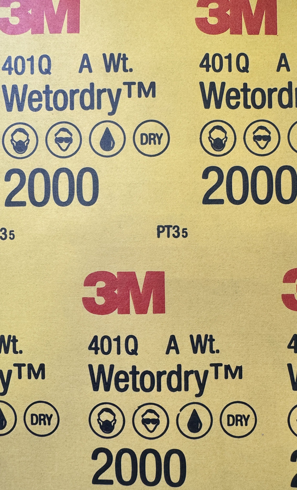 Наждачная бумага водостойкая 3M WetorDry 401Q P2000, 139мм*228мм, шлифовальный лист 3М 401Q P2000 - 1шт #1