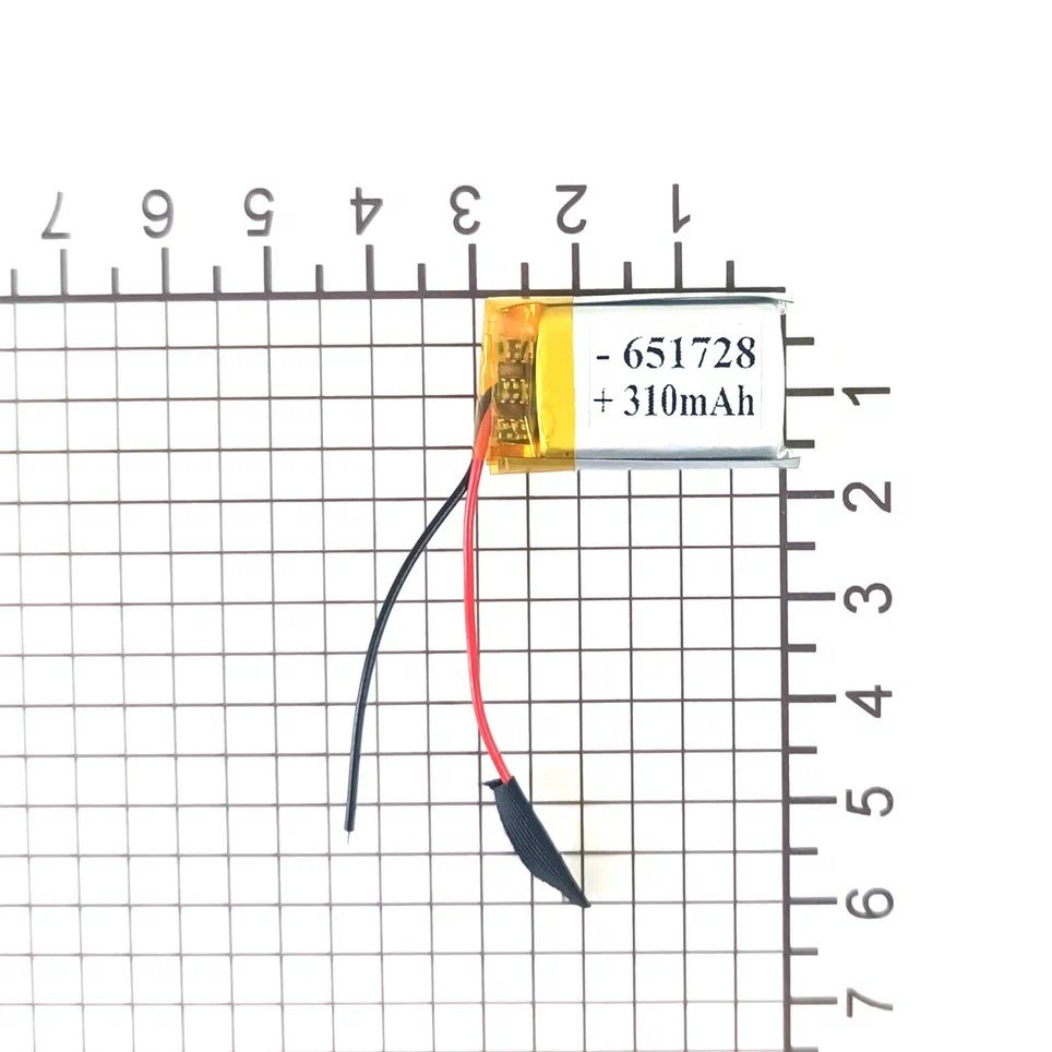 Аккумулятор для видеорегистратора 3.7v 310mAh 6.5*17*28 2 провода с платой под пайку (батарея на видеорегистратор #1