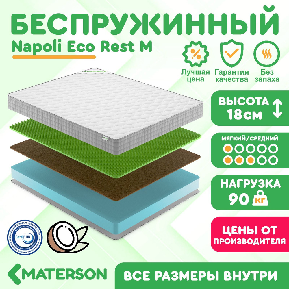 Матрас 65х140 Беспружинный MATERSON Napoli Eco Rest M 65x140 #1