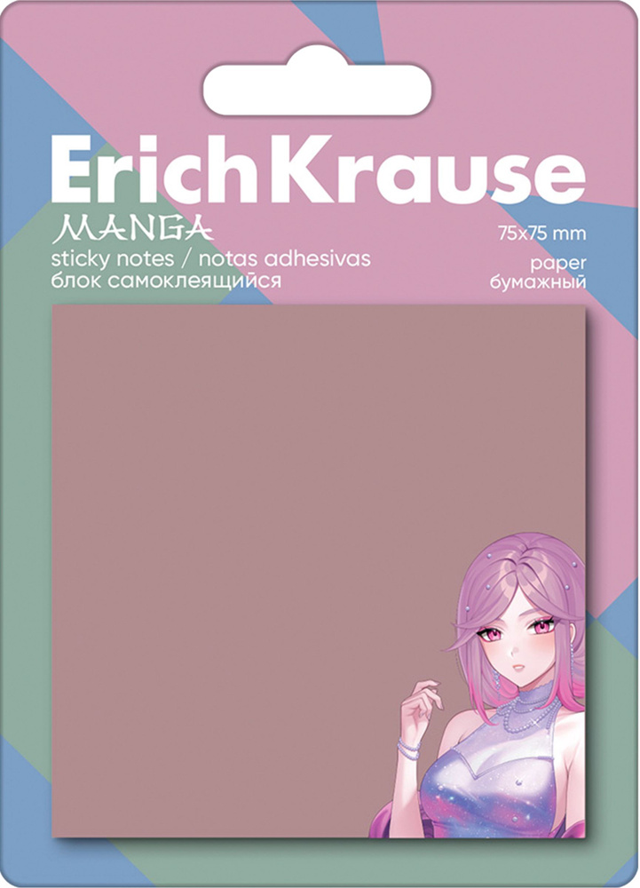 Блок для записей ERICHKRAUSE Manga самоклеящийся, 7,5х7,5см, 50 листов, Арт. 61665 - 10 шт.  #1