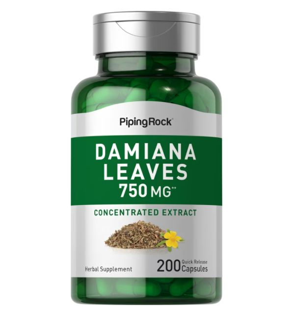 Дамиана Piping Rock Damiana Leaves, 750 mg, 200 капсул из США, доставка почтой  #1