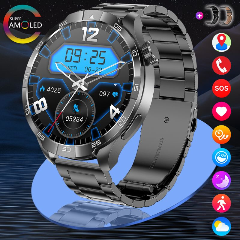 SACOSDING Умные часы A-PLUS Smart watch-G4, 52mm, Черная сталь A #1