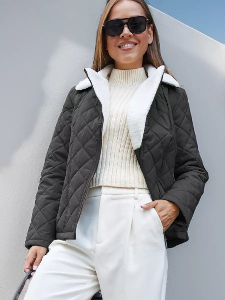 Куртка Женский Krozzzi черный, глубокий черный отложной Полиэстер ...